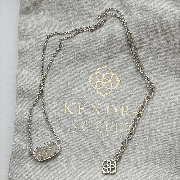 Kendra Scott Elisa necklace in silver with sparkly‎ white Iridescent Opal stone. - Picture 7 of 9